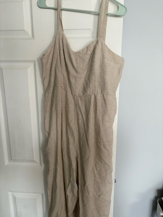 Old Navy Pants - Old Navy Natural Beige Linen-Feel Strappy Jumpsuit